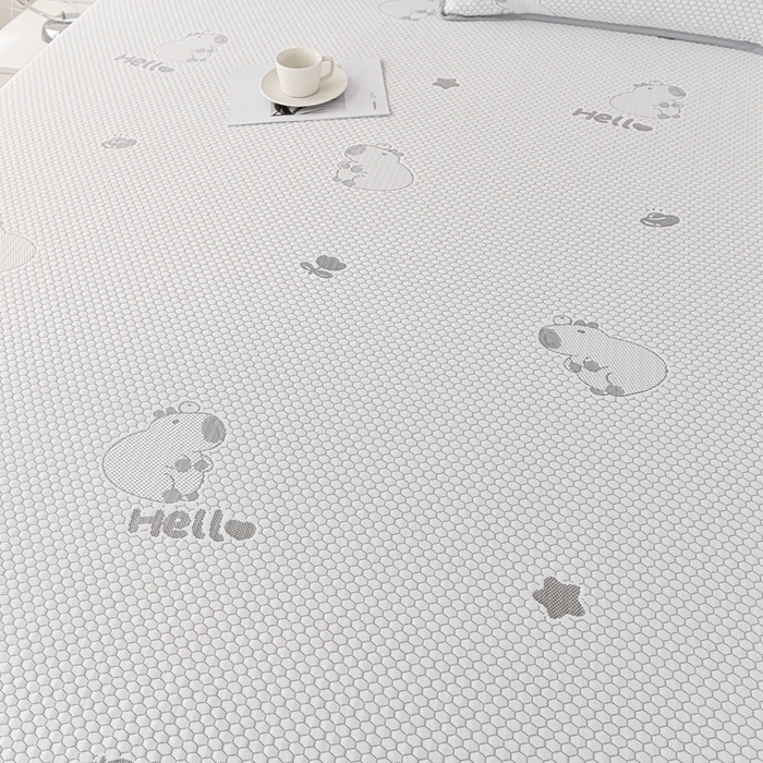 91家纺网 家纺一手货源 找家纺 席匠 2026新款冰豆豆床裙卡通款凉席席子凉席三件套 卡比巴拉床笠款-灰