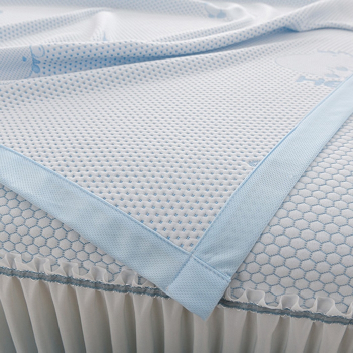 91家纺网 家纺一手货源 找家纺 席匠 2026新款冰豆豆床裙卡通款凉席席子凉席三件套 卡比巴拉渐变款-蓝