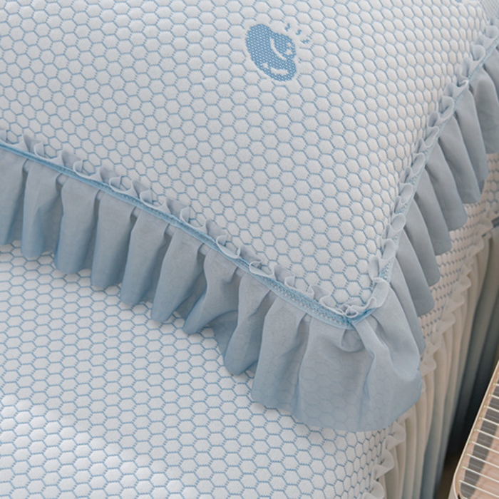 91家纺网 家纺一手货源 找家纺 席匠 2026新款冰豆豆床裙卡通款凉席席子凉席三件套 卡比巴拉渐变款-蓝