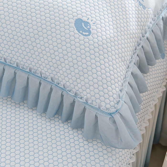 91家纺网 家纺一手货源 找家纺 席匠 2026新款冰豆豆床裙卡通款凉席席子凉席三件套 卡比巴拉渐变款-蓝