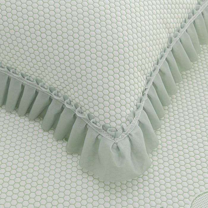 91家纺网 家纺一手货源 找家纺 席匠 2026新款冰豆豆床裙卡通款凉席席子凉席三件套 卡比巴拉渐变款-绿