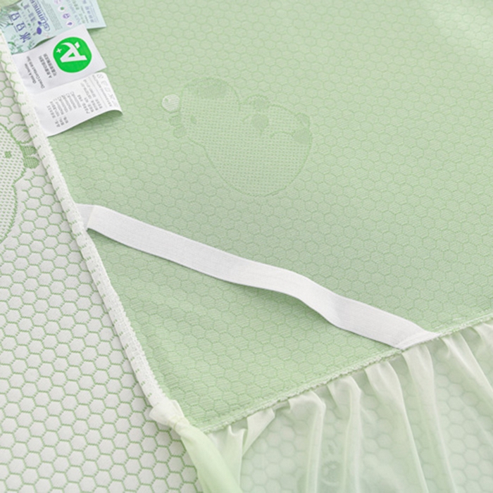 91家纺网 家纺一手货源 找家纺 席匠 2026新款冰豆豆床裙卡通款凉席席子凉席三件套 卡比巴拉渐变款-绿