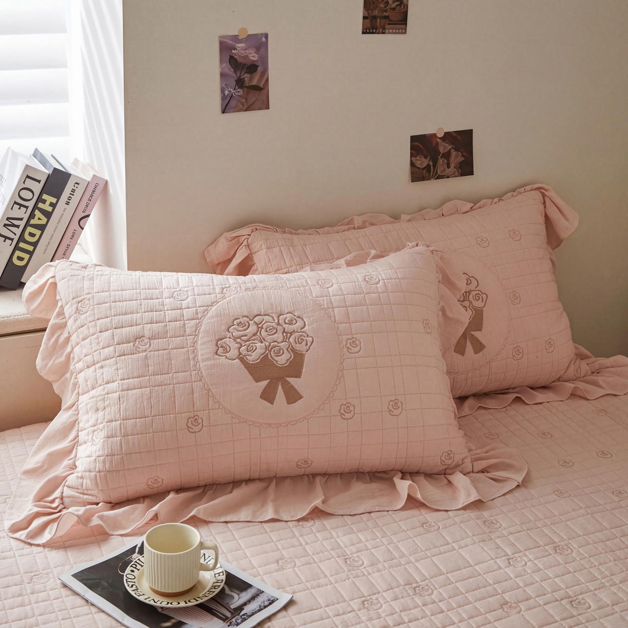 91家纺网 家纺一手货源 找家纺 上喜 2026新款全棉泡芙棉夏被夏凉被空调被四件套-玫瑰故事 玫瑰故事-粉色