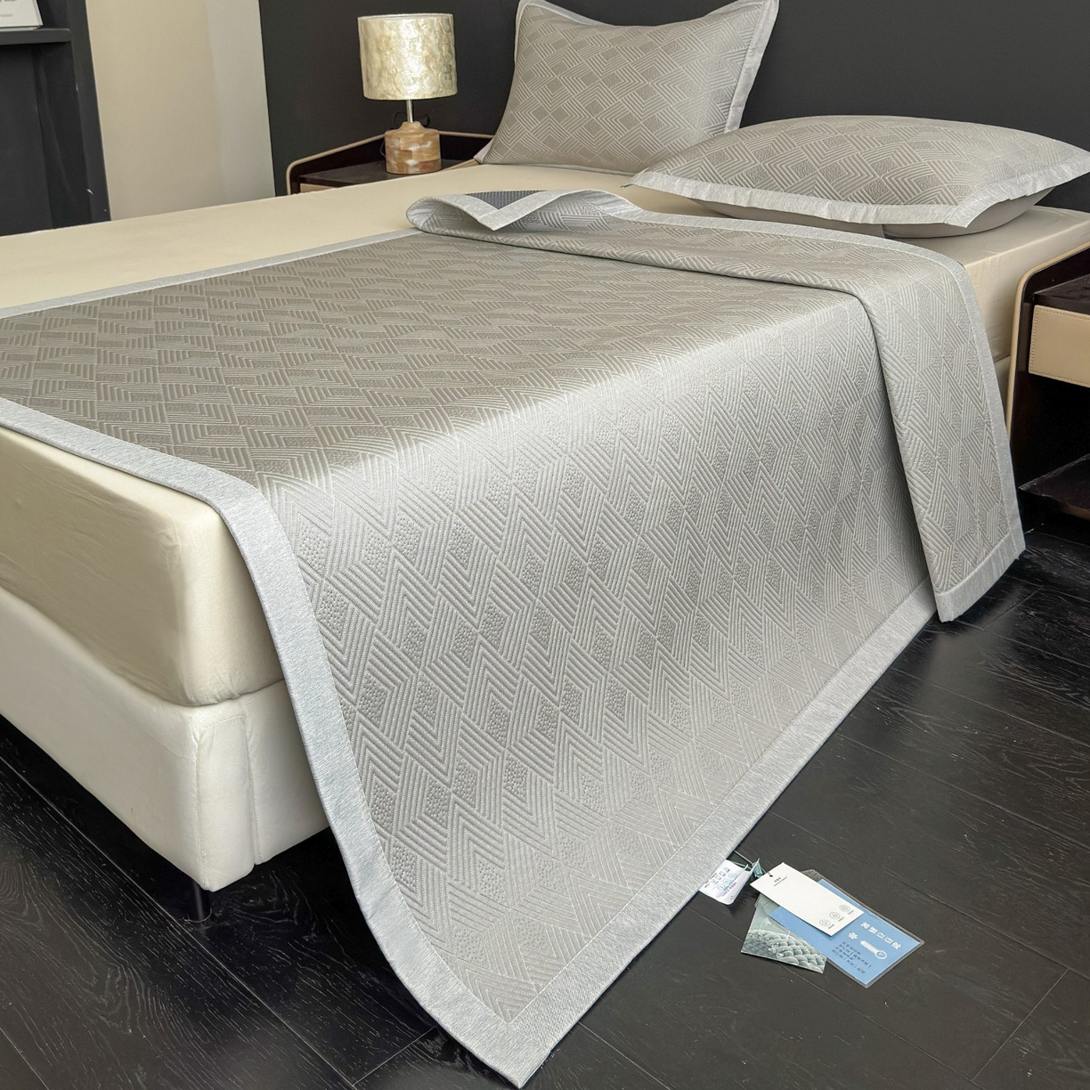 91家纺网 家纺一手货源 找家纺 席匠 2026新款冰豆豆冰感席面凉席席子大菱形直角 大菱形直角-灰