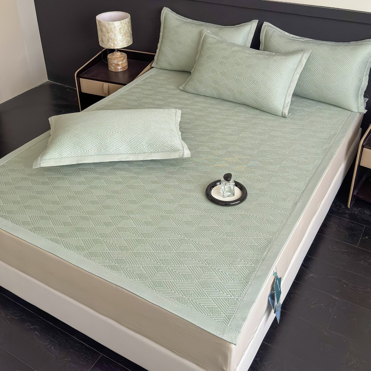 91家纺网 家纺一手货源 找家纺 席匠 2026新款冰豆豆冰感席面凉席席子大菱形直角 大菱形直角-绿