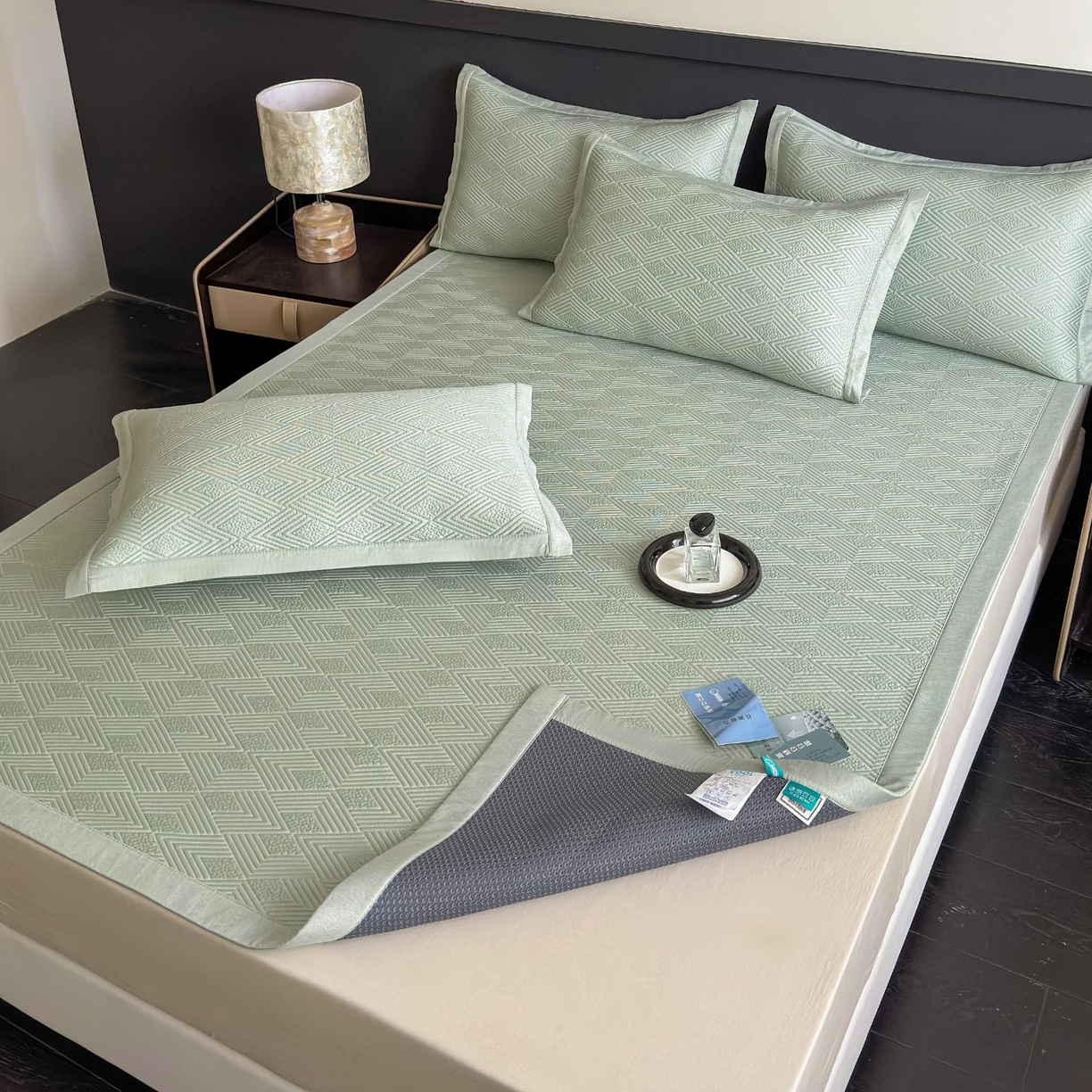 91家纺网 家纺一手货源 找家纺 席匠 2026新款冰豆豆冰感席面凉席席子大菱形直角 大菱形直角-绿