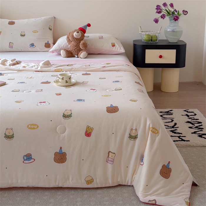 91家纺网 家纺一手货源 找家纺 暖生活 2026春夏新款A类针织锦氨绵绵冰双感夏被夏凉被空调被 汉堡仔