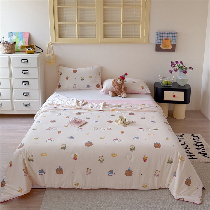 91家纺网 家纺一手货源 找家纺 暖生活 2026春夏新款A类针织锦氨绵绵冰双感夏被夏凉被空调被 汉堡仔