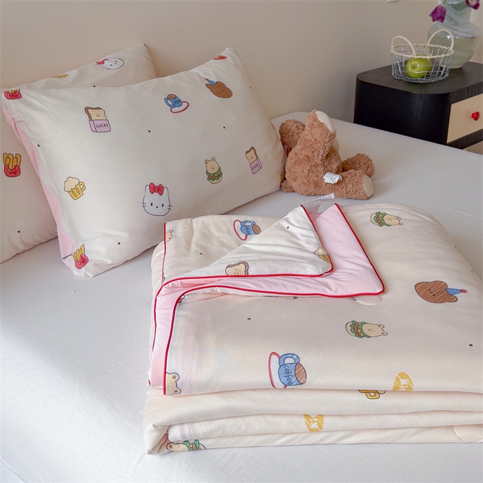 91家纺网 家纺一手货源 找家纺 暖生活 2026春夏新款A类针织锦氨绵绵冰双感夏被夏凉被空调被 汉堡仔