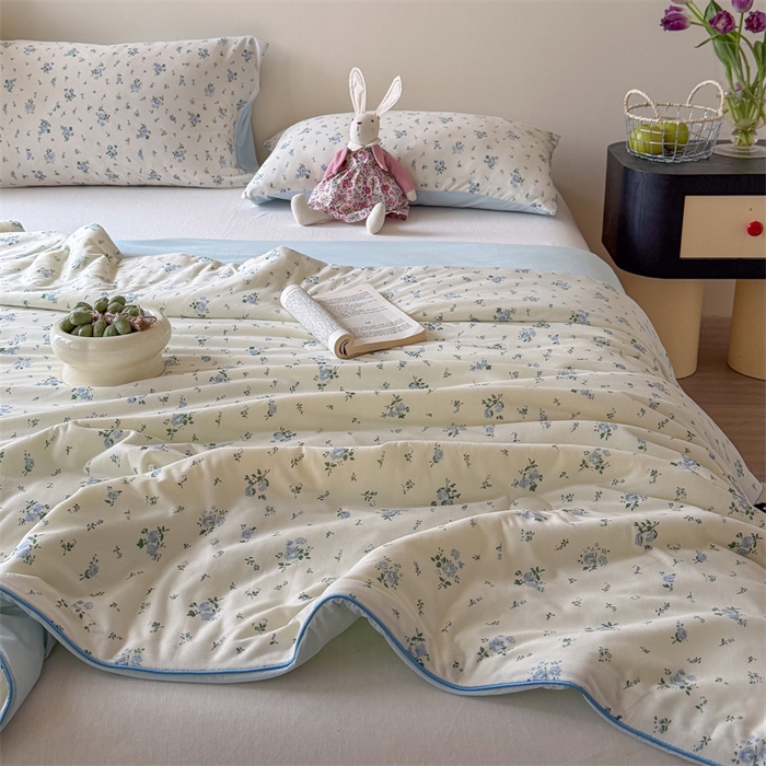 91家纺网 家纺一手货源 找家纺 暖生活 2026春夏新款A类针织锦氨绵绵冰双感夏被夏凉被空调被 蓝雾花舍