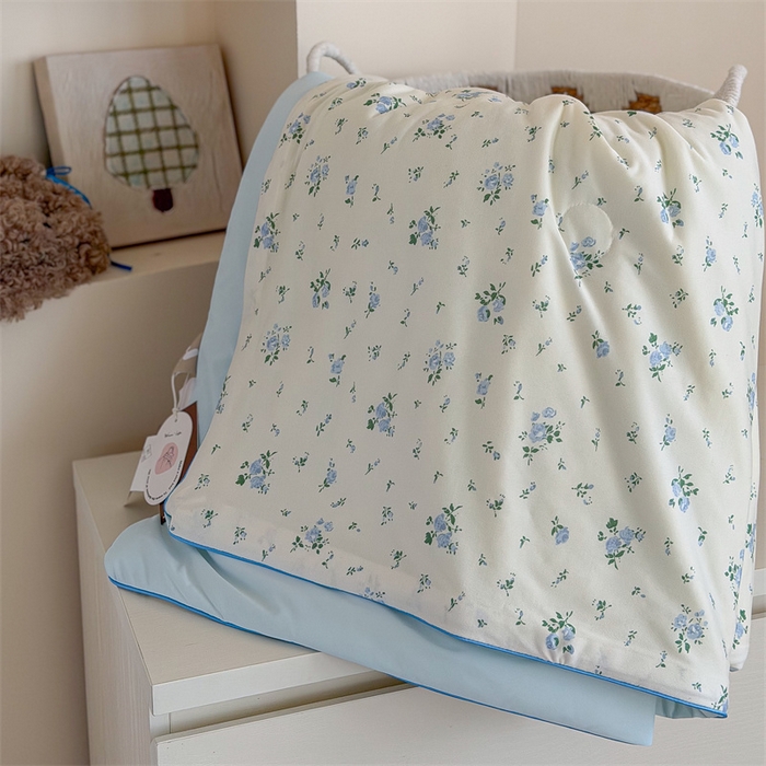 91家纺网 家纺一手货源 找家纺 暖生活 2026春夏新款A类针织锦氨绵绵冰双感夏被夏凉被空调被 蓝雾花舍