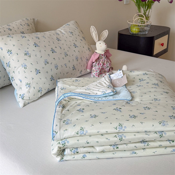 91家纺网 家纺一手货源 找家纺 暖生活 2026春夏新款A类针织锦氨绵绵冰双感夏被夏凉被空调被 蓝雾花舍