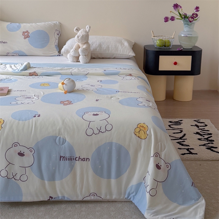 91家纺网 家纺一手货源 找家纺 暖生活 2026春夏新款A类针织锦氨绵绵冰双感夏被夏凉被空调被 泡泡熊