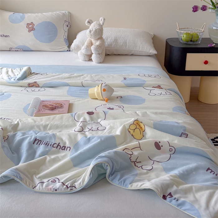 91家纺网 家纺一手货源 找家纺 暖生活 2026春夏新款A类针织锦氨绵绵冰双感夏被夏凉被空调被 泡泡熊