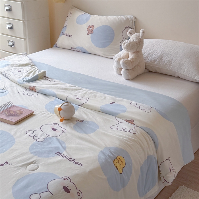 91家纺网 家纺一手货源 找家纺 暖生活 2026春夏新款A类针织锦氨绵绵冰双感夏被夏凉被空调被 泡泡熊