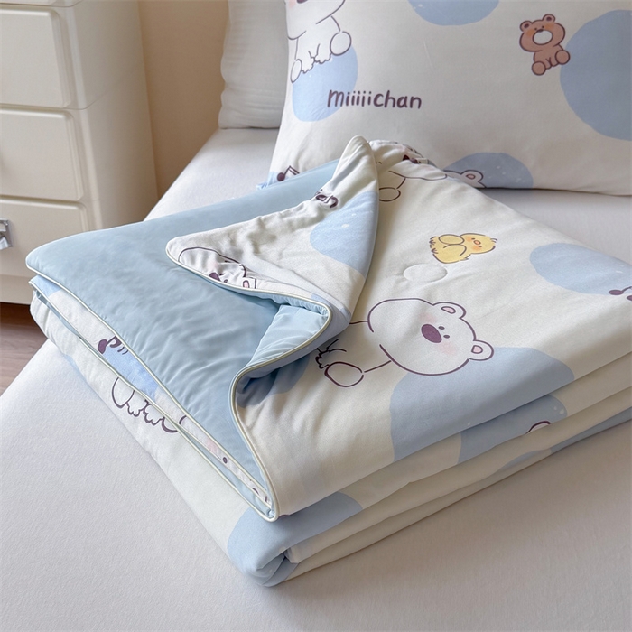 91家纺网 家纺一手货源 找家纺 暖生活 2026春夏新款A类针织锦氨绵绵冰双感夏被夏凉被空调被 泡泡熊