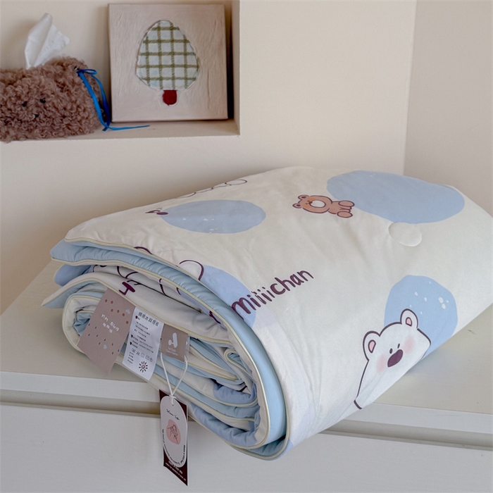 91家纺网 家纺一手货源 找家纺 暖生活 2026春夏新款A类针织锦氨绵绵冰双感夏被夏凉被空调被 泡泡熊