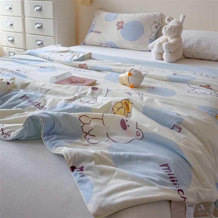 91家纺网 家纺一手货源 找家纺 暖生活 2026春夏新款A类针织锦氨绵绵冰双感夏被夏凉被空调被 泡泡熊