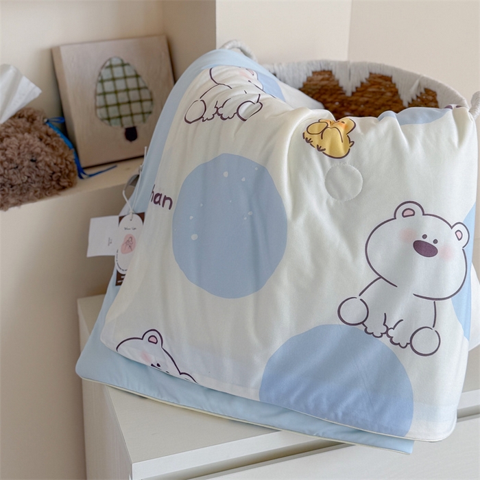 91家纺网 家纺一手货源 找家纺 暖生活 2026春夏新款A类针织锦氨绵绵冰双感夏被夏凉被空调被 泡泡熊