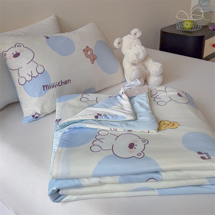 91家纺网 家纺一手货源 找家纺 暖生活 2026春夏新款A类针织锦氨绵绵冰双感夏被夏凉被空调被 泡泡熊