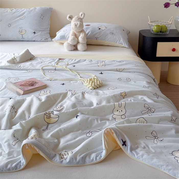 91家纺网 家纺一手货源 找家纺 暖生活 2026春夏新款A类针织锦氨绵绵冰双感夏被夏凉被空调被 浅蓝星语