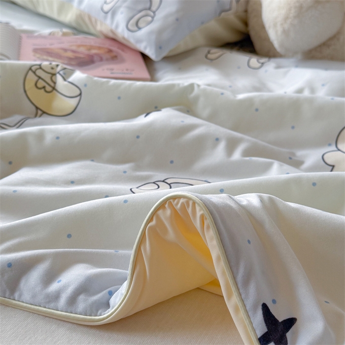 91家纺网 家纺一手货源 找家纺 暖生活 2026春夏新款A类针织锦氨绵绵冰双感夏被夏凉被空调被 浅蓝星语