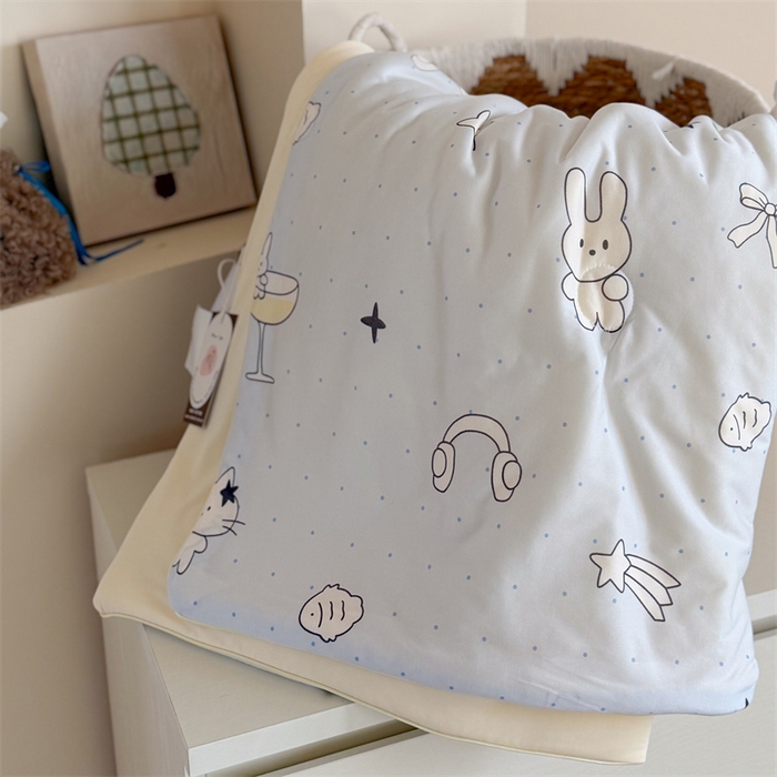 91家纺网 家纺一手货源 找家纺 暖生活 2026春夏新款A类针织锦氨绵绵冰双感夏被夏凉被空调被 浅蓝星语