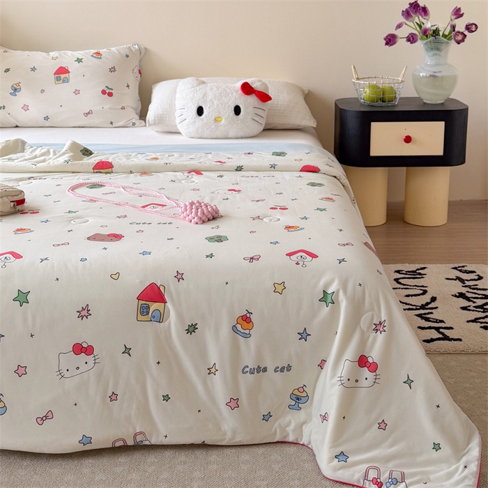 91家纺网 家纺一手货源 找家纺 暖生活 2026春夏新款A类针织锦氨绵绵冰双感夏被夏凉被空调被 甜猫小屋