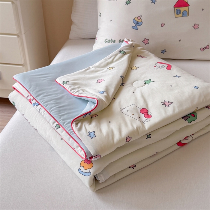 91家纺网 家纺一手货源 找家纺 暖生活 2026春夏新款A类针织锦氨绵绵冰双感夏被夏凉被空调被 甜猫小屋