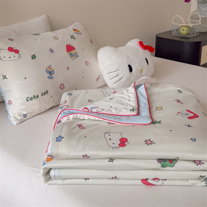 91家纺网 家纺一手货源 找家纺 暖生活 2026春夏新款A类针织锦氨绵绵冰双感夏被夏凉被空调被 甜猫小屋