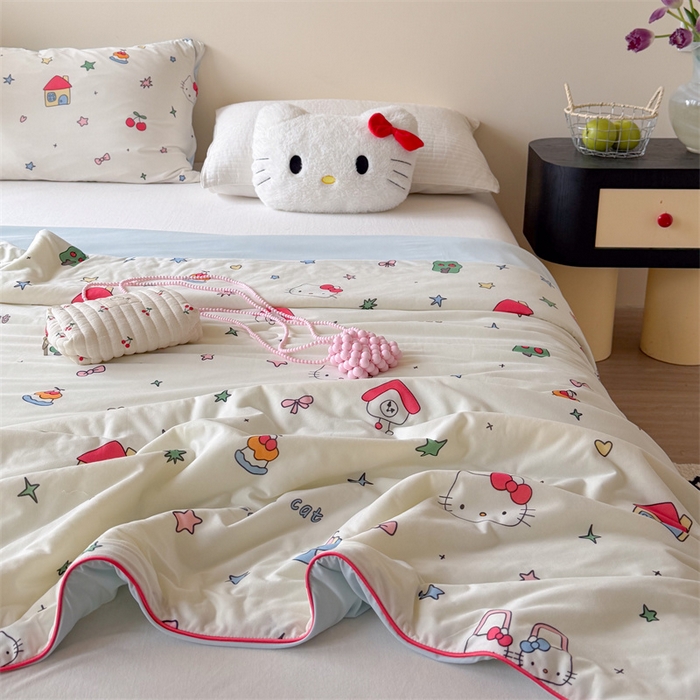 91家纺网 家纺一手货源 找家纺 暖生活 2026春夏新款A类针织锦氨绵绵冰双感夏被夏凉被空调被 甜猫小屋