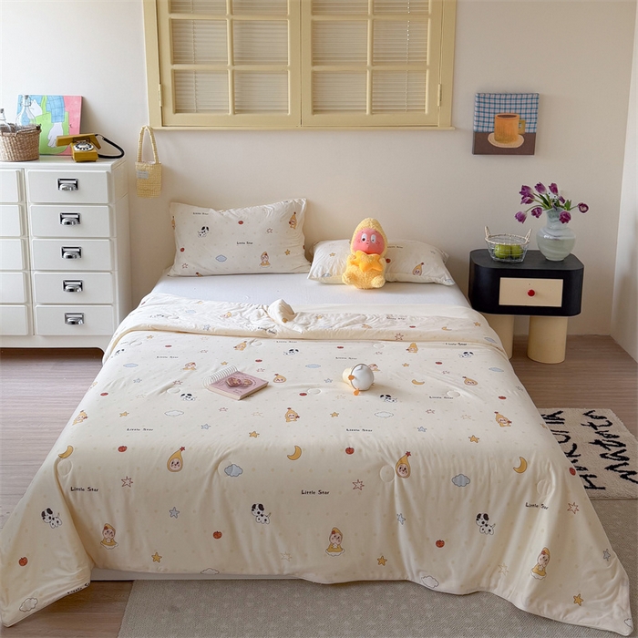 91家纺网 家纺一手货源 找家纺 暖生活 2026春夏新款A类针织锦氨绵绵冰双感夏被夏凉被空调被 小星宝