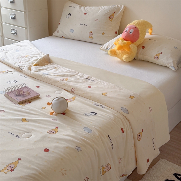 91家纺网 家纺一手货源 找家纺 暖生活 2026春夏新款A类针织锦氨绵绵冰双感夏被夏凉被空调被 小星宝