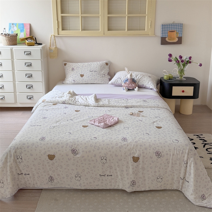 91家纺网 家纺一手货源 找家纺 暖生活 2026春夏新款A类针织锦氨绵绵冰双感夏被夏凉被空调被 紫豹纹