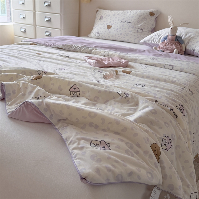 91家纺网 家纺一手货源 找家纺 暖生活 2026春夏新款A类针织锦氨绵绵冰双感夏被夏凉被空调被 紫豹纹