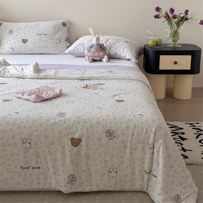 91家纺网 家纺一手货源 找家纺 暖生活 2026春夏新款A类针织锦氨绵绵冰双感夏被夏凉被空调被 紫豹纹