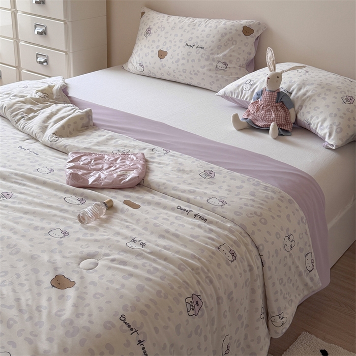 91家纺网 家纺一手货源 找家纺 暖生活 2026春夏新款A类针织锦氨绵绵冰双感夏被夏凉被空调被 紫豹纹