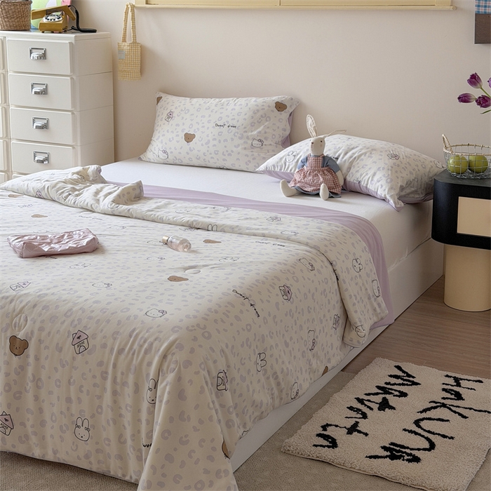 91家纺网 家纺一手货源 找家纺 暖生活 2026春夏新款A类针织锦氨绵绵冰双感夏被夏凉被空调被 紫豹纹