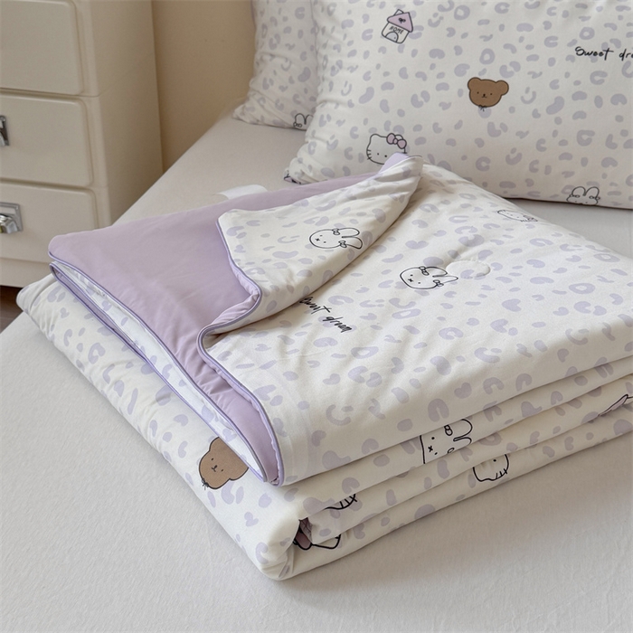 91家纺网 家纺一手货源 找家纺 暖生活 2026春夏新款A类针织锦氨绵绵冰双感夏被夏凉被空调被 紫豹纹