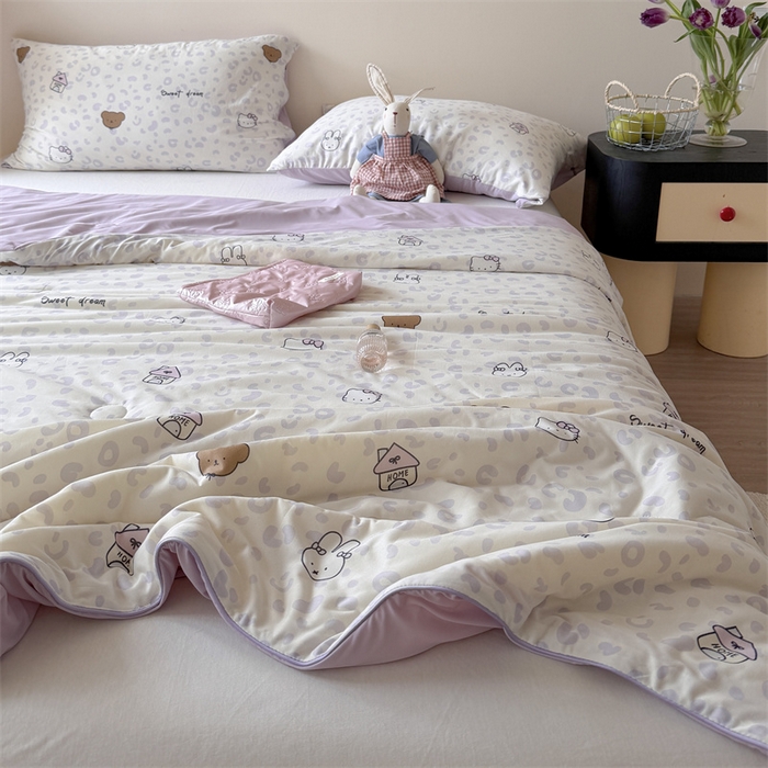 91家纺网 家纺一手货源 找家纺 暖生活 2026春夏新款A类针织锦氨绵绵冰双感夏被夏凉被空调被 紫豹纹