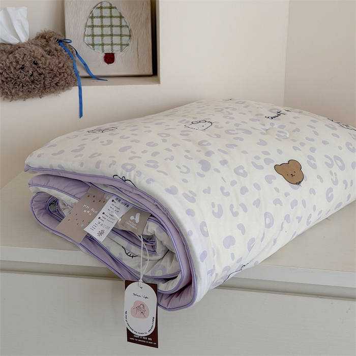 91家纺网 家纺一手货源 找家纺 暖生活 2026春夏新款A类针织锦氨绵绵冰双感夏被夏凉被空调被 紫豹纹