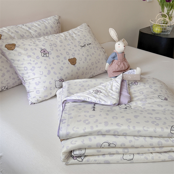 91家纺网 家纺一手货源 找家纺 暖生活 2026春夏新款A类针织锦氨绵绵冰双感夏被夏凉被空调被 紫豹纹