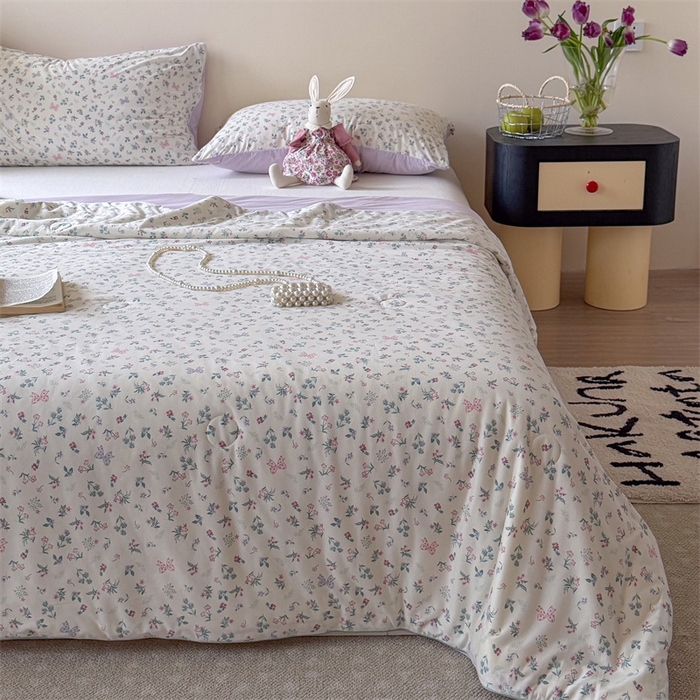 91家纺网 家纺一手货源 找家纺 暖生活 2026春夏新款A类针织锦氨绵绵冰双感夏被夏凉被空调被 紫雾樱野