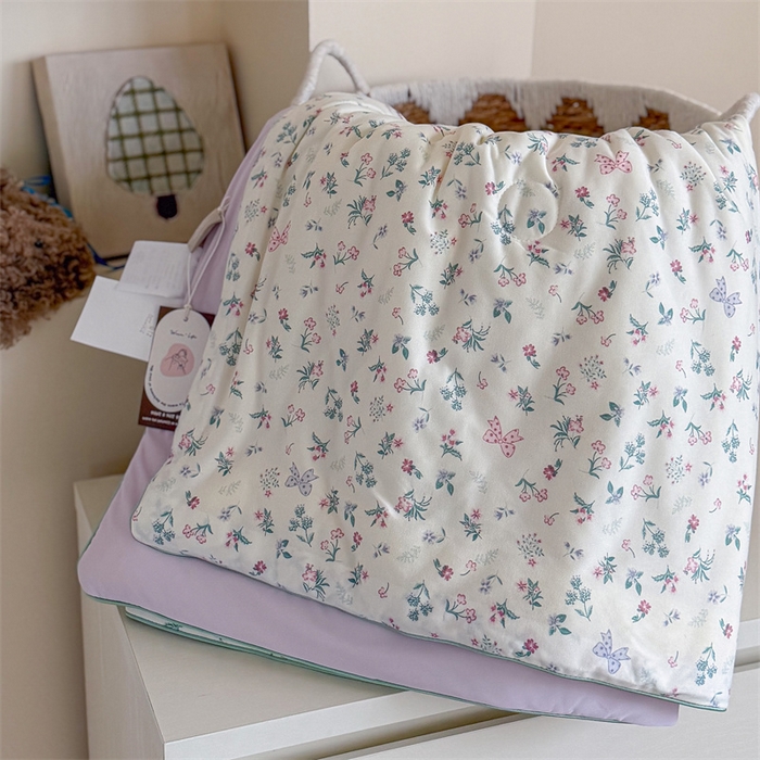 91家纺网 家纺一手货源 找家纺 暖生活 2026春夏新款A类针织锦氨绵绵冰双感夏被夏凉被空调被 紫雾樱野