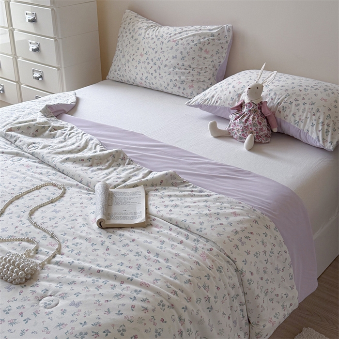 91家纺网 家纺一手货源 找家纺 暖生活 2026春夏新款A类针织锦氨绵绵冰双感夏被夏凉被空调被 紫雾樱野