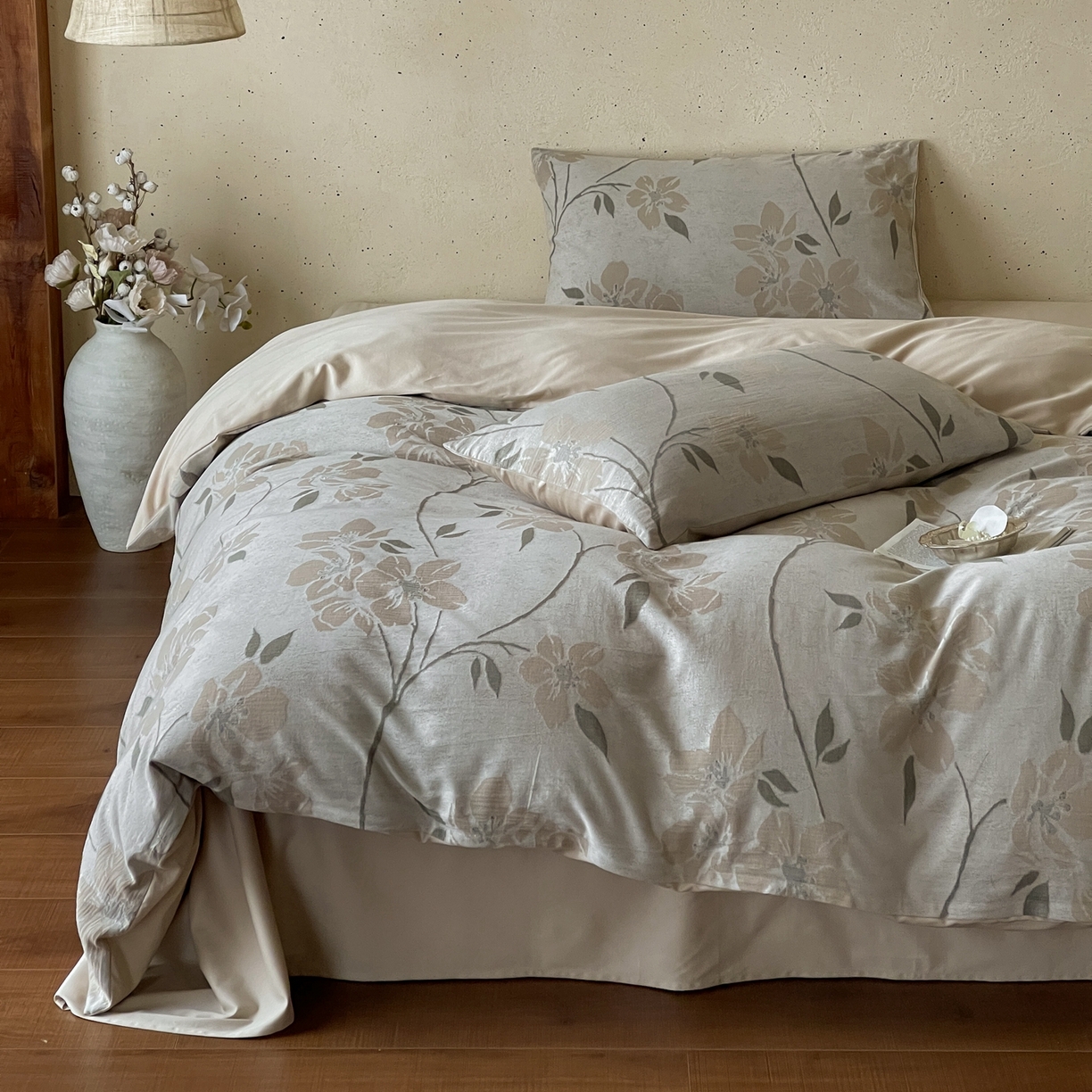 91家纺网 家纺一手货源 找家纺 云上 2026春夏新款全棉纯棉色织大提花四件套-曼华 曼华-奶绿