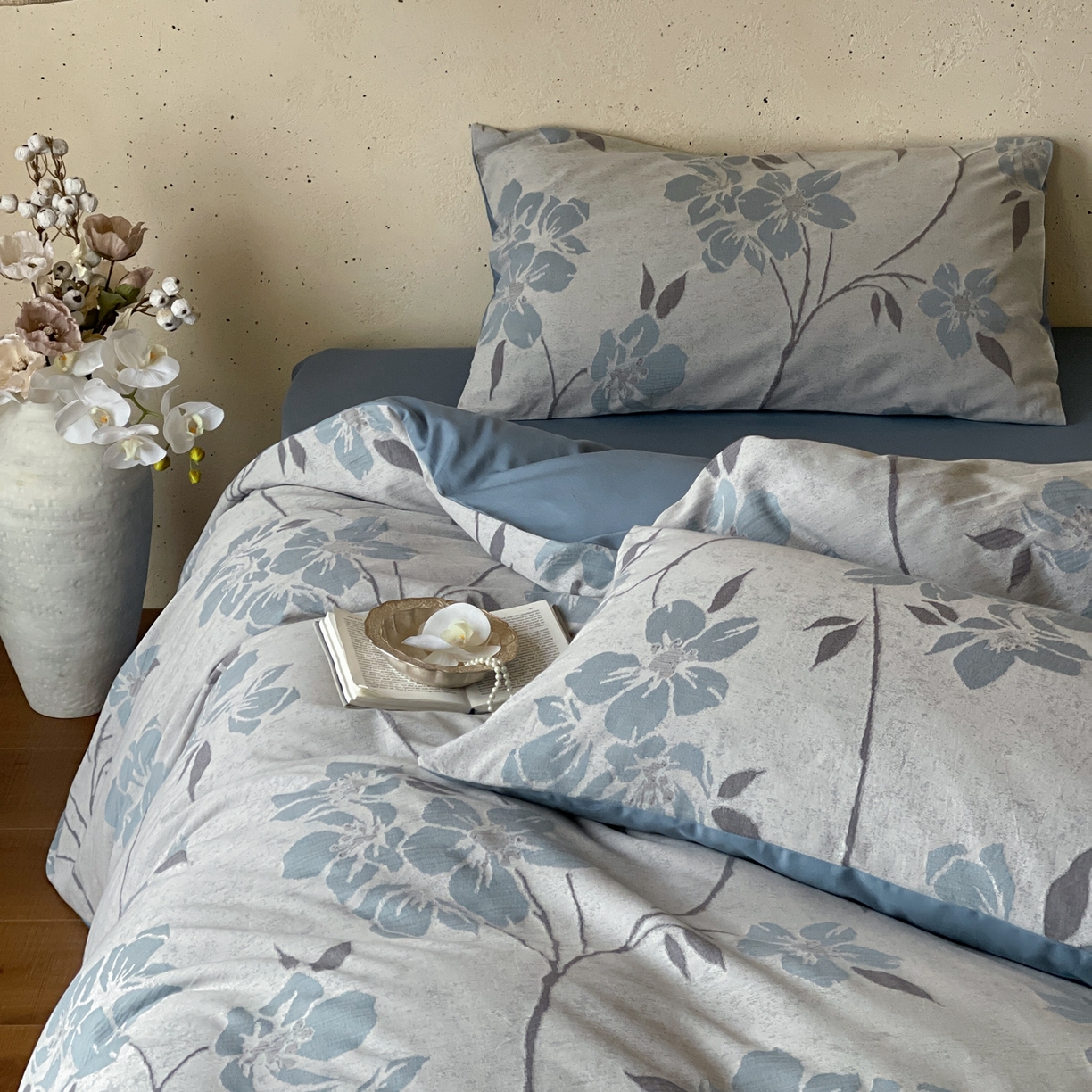 91家纺网 家纺一手货源 找家纺 云上 2026春夏新款全棉纯棉色织大提花四件套-曼华 曼华-蓝