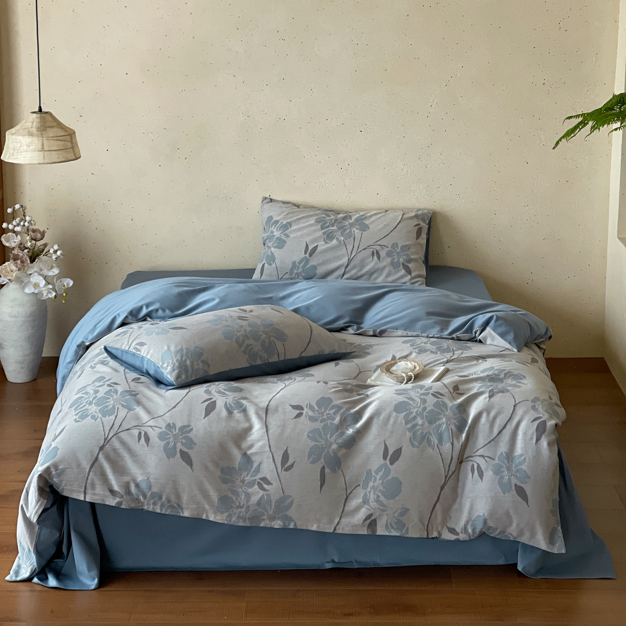 91家纺网 家纺一手货源 找家纺 云上 2026春夏新款全棉纯棉色织大提花四件套-曼华 曼华-蓝