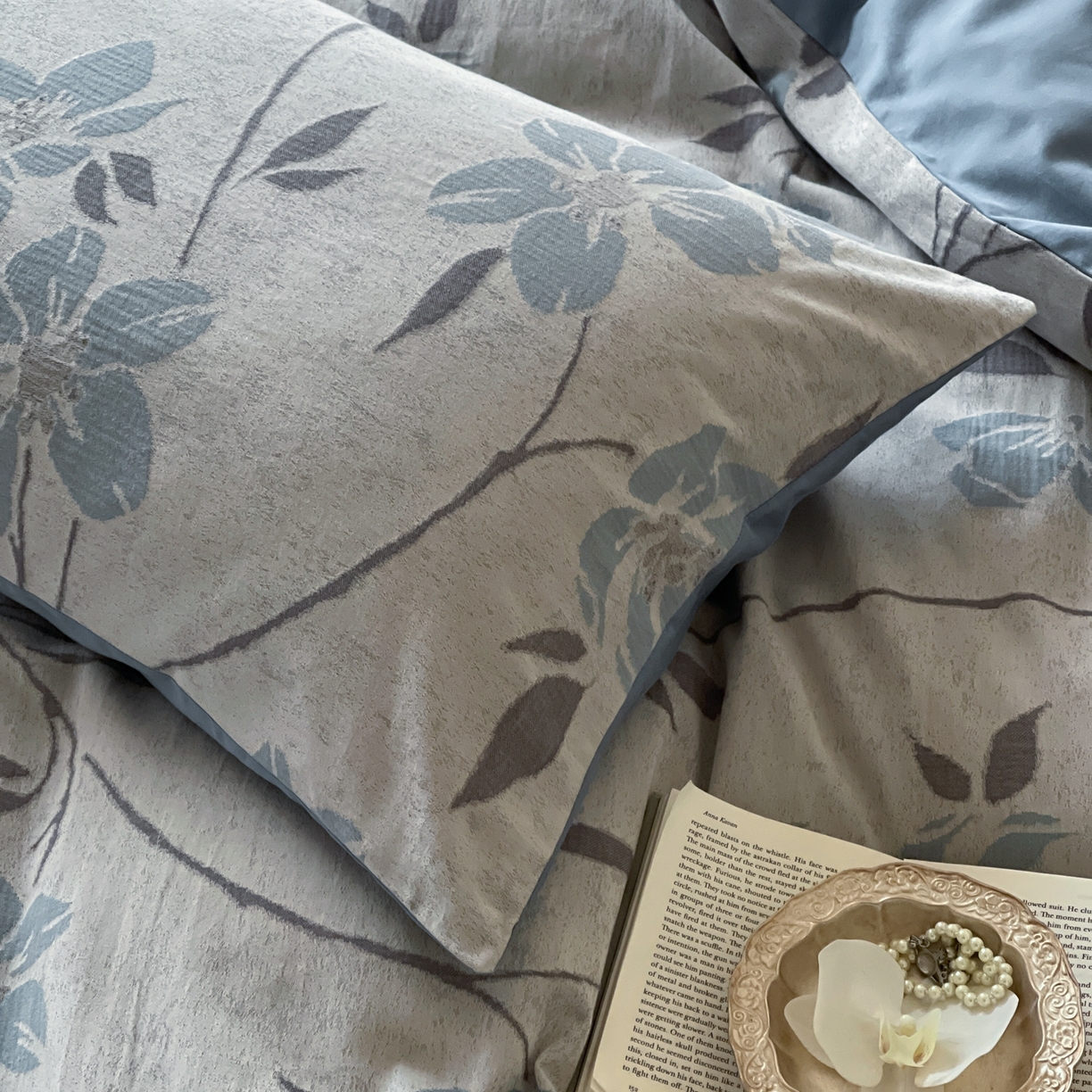 91家纺网 家纺一手货源 找家纺 云上 2026春夏新款全棉纯棉色织大提花四件套-曼华 曼华-蓝