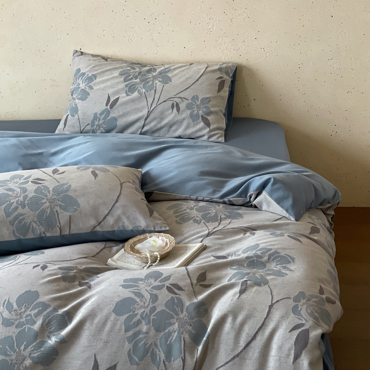 91家纺网 家纺一手货源 找家纺 云上 2026春夏新款全棉纯棉色织大提花四件套-曼华 曼华-蓝